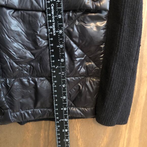 Elliott Lauren Womens Jacket Black Quilted Mock Neck Nylon Buttons Silk Blend XL - Picture 9 of 13